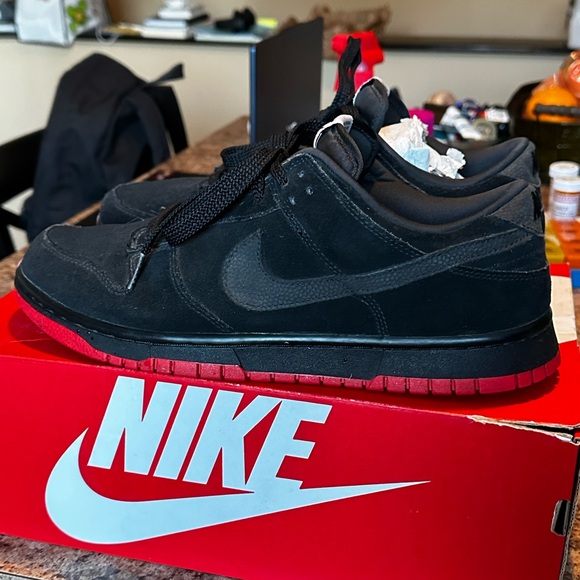 Custom, RARE Nike Dunk Black and Red Bottoms Sneakers 🔥 - Picture 1 of 5